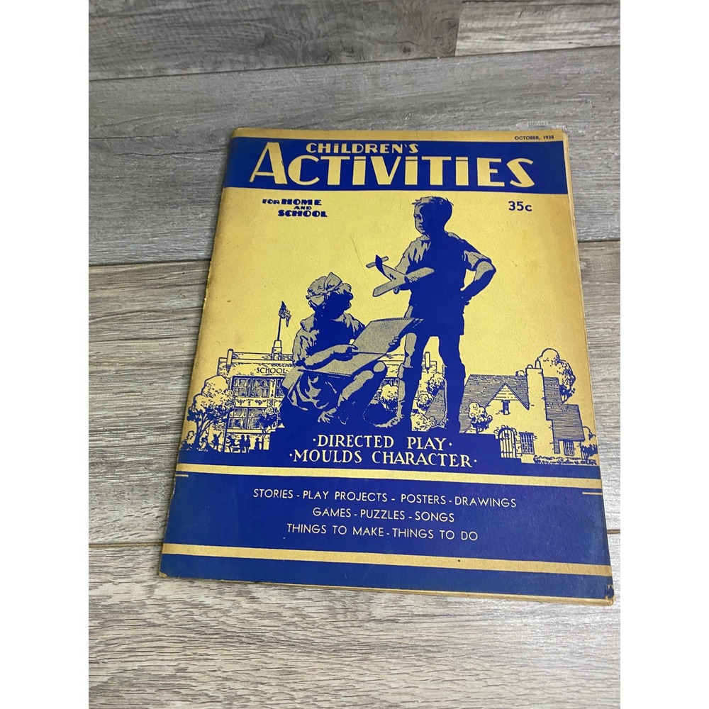 Vintage Childrens Activities Magazine October 1935 Halloween Stories Puzzles‎
